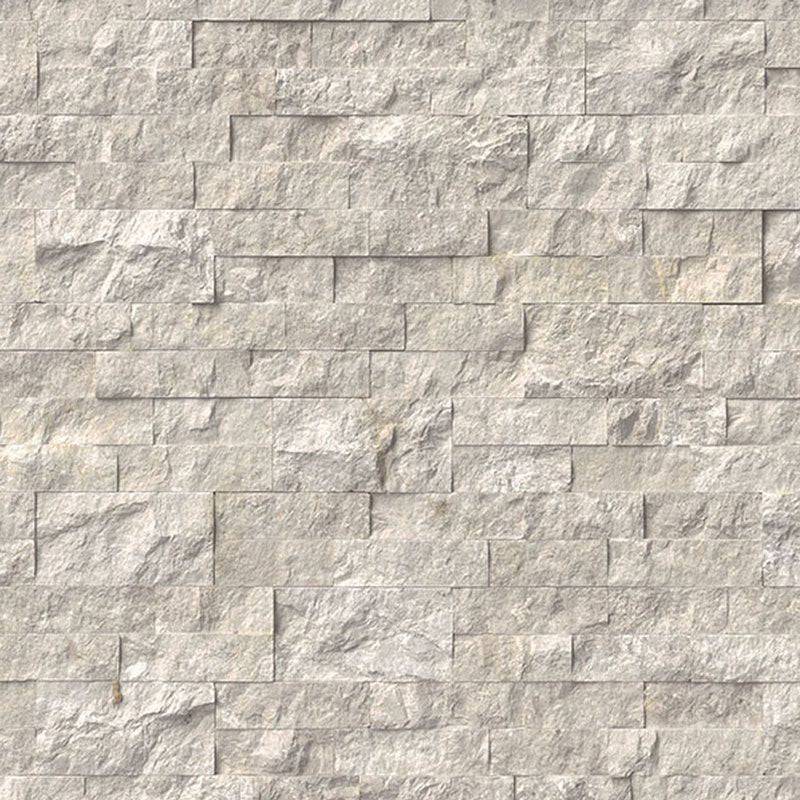 Silver Gray Marble 6x24 Split Face Stacked Stone Ledger Panel - tilestate