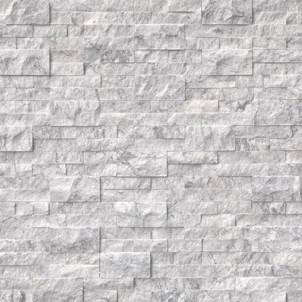 White Carrara Marble 6x24 Stacked Stone Ledger Panel - tilestate