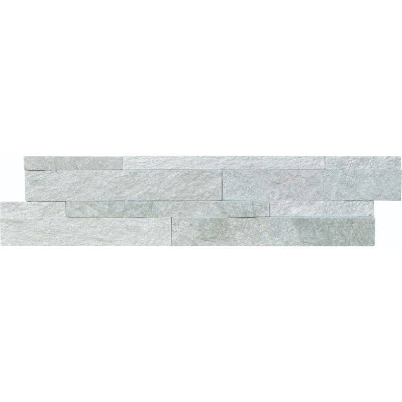 White Green Quartzite 6x24 Split Face Stacked Stone Ledger Panel - tilestate