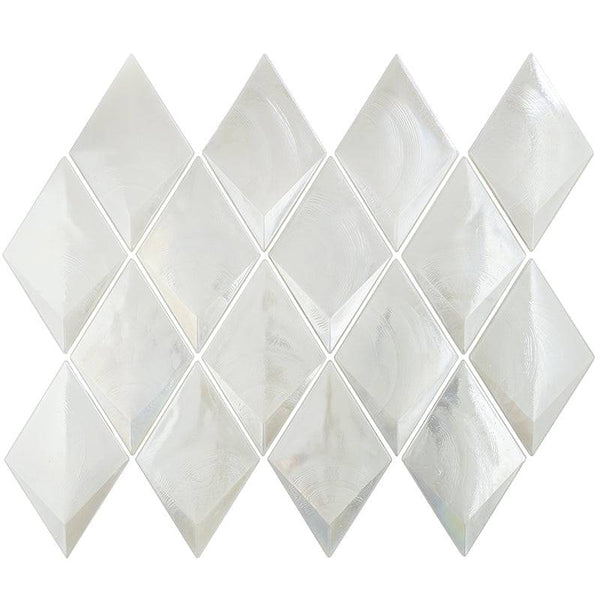 Allure White Diamond Glass Mosaic Tile For Kitchen Backsplash and Shower Wall - tilestate