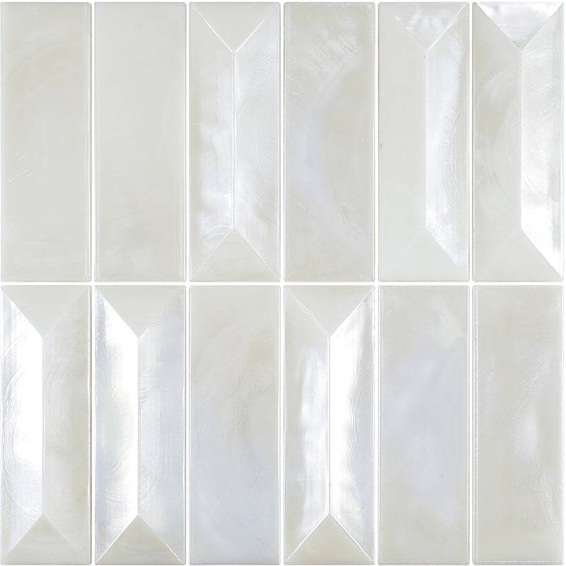 Allure White Rectangular Glass Mosaic Tile For Kitchen Backsplash and Shower Wall - tilestate