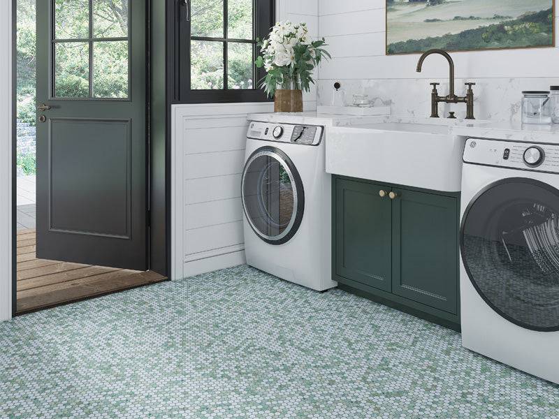 ARAN Mint Green, Blue Celeste Mosaic Tile  For Kitchen Backsplash or Bathroom Wall and Flooring - tilestate