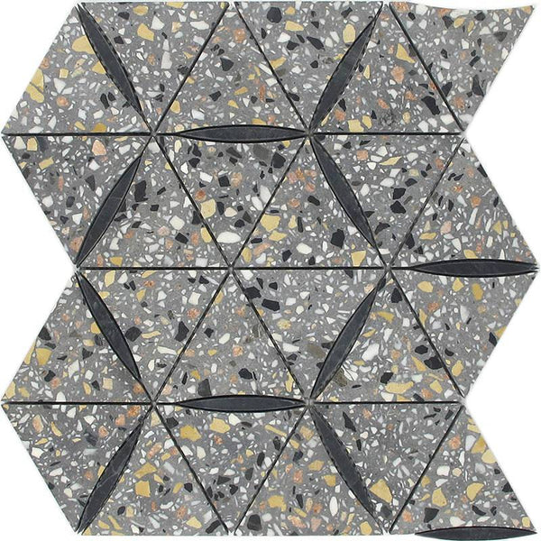 DANIELI Terrazzo, Black Limestone Mix Mosaic Tile - tilestate