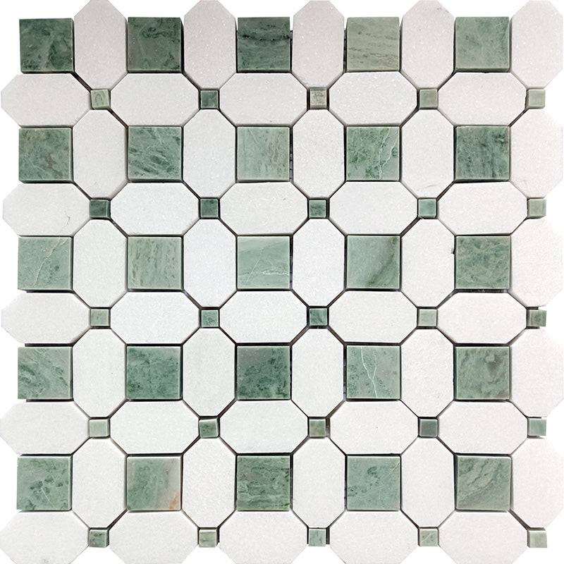 DERRY Mint Green, Thassos Mosaic Tile - tilestate