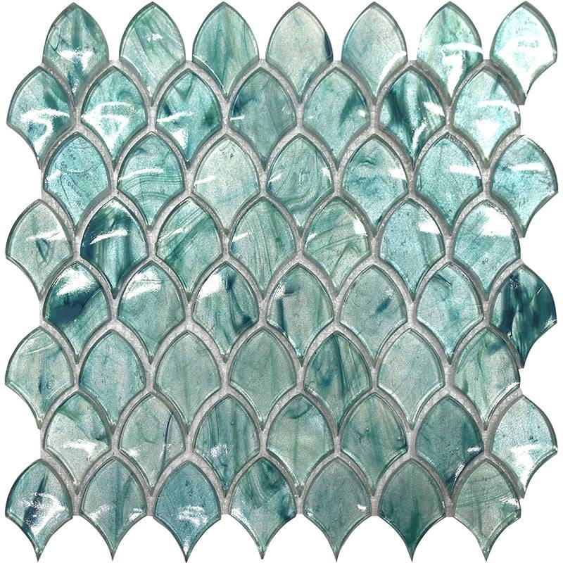 EMERALD SCALE GLASS MOSAIC TILE - tilestate