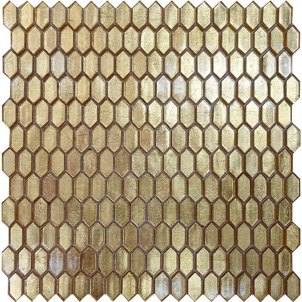 GLAMOUR PICKET GOLD Glass Mosaic Tile - tilestate