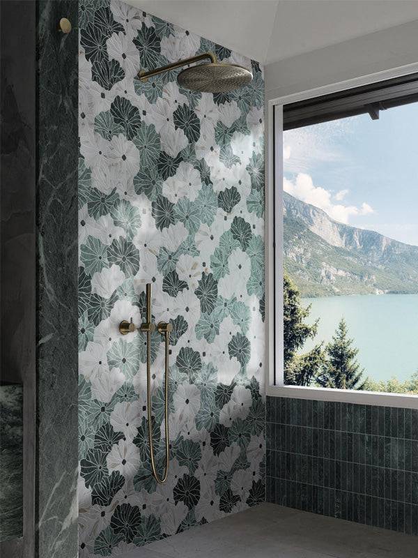 MASAKO Calacatta Gold, Green Jade, VerdeAlpi Mix Mosaic Tile - tilestate