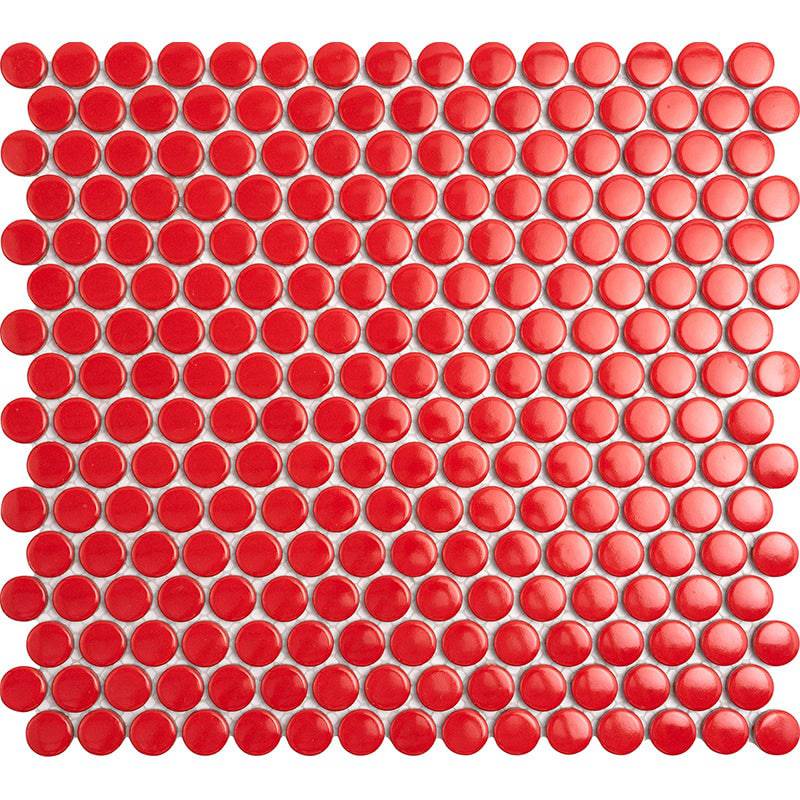 RED STAR RED PENNY ROUND MOSAIC TILE - tilestate