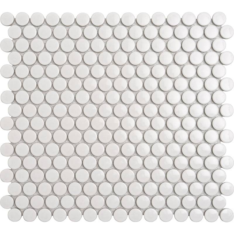 SIRIUS WHITE PENNY ROUND MOSAIC TILE - tilestate