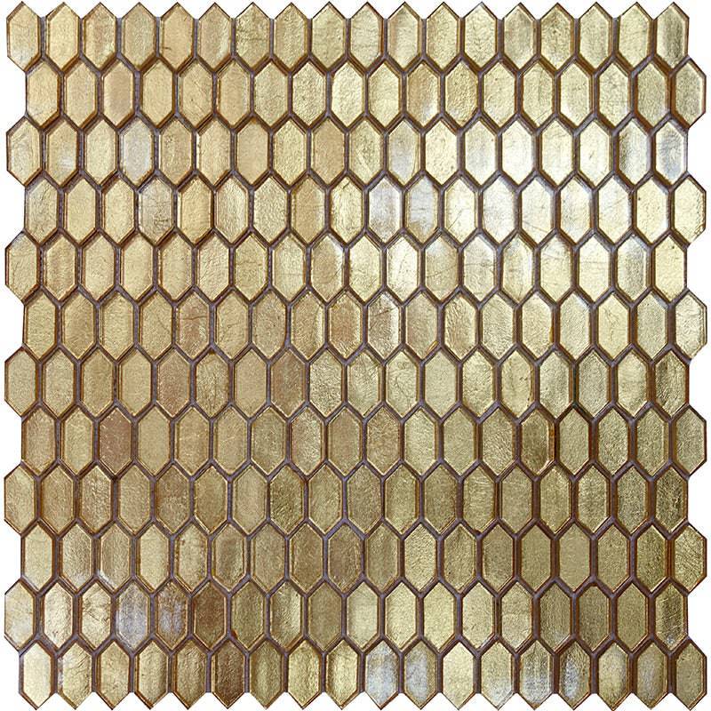 Picket Gold Glass Mosaic Tile - tilestate
