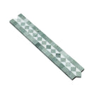 2x12 Honed Thassos White Marble BIAS Border w/ Ming Green Dots - tilestate