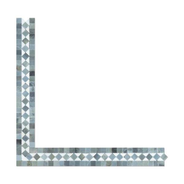 2x12 Polished Thassos White Marble BIAS Border w/ Blue-Gray Dots - tilestate