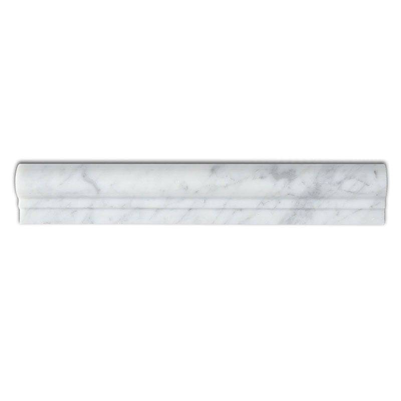 White Carrara Marble 2x12 Polished 1 Step Chairrail - tilestate