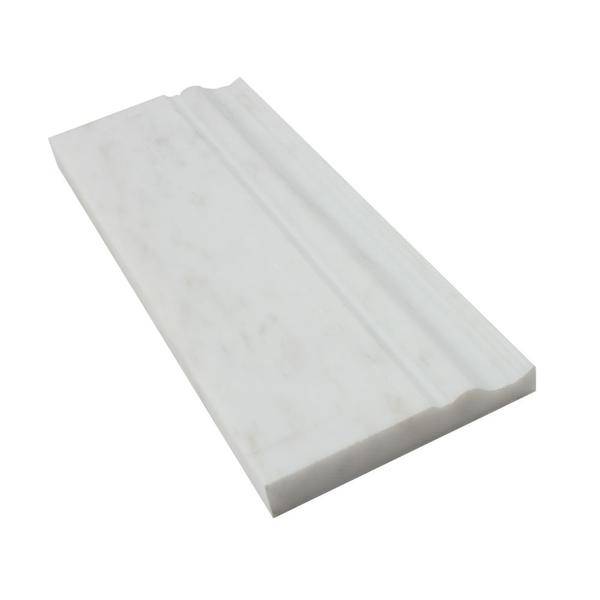 4 3/4x12 Polished Oriental White Marble Baseboard Trim - tilestate