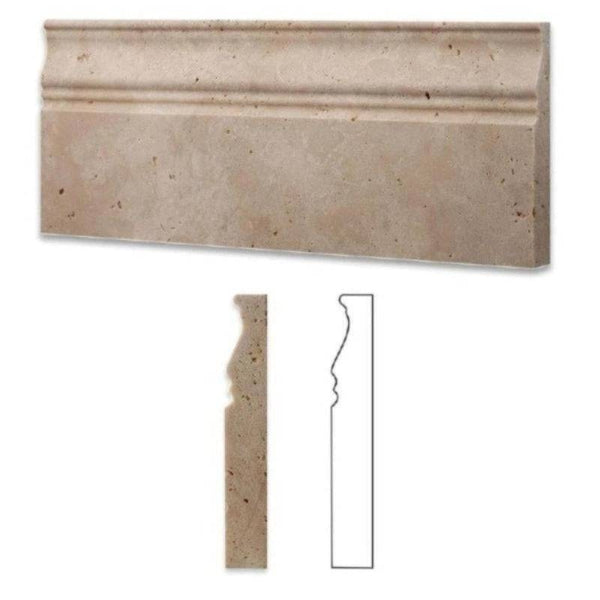 Ivory Travertine 5x12 Honed Baseboard Molding - tilestate