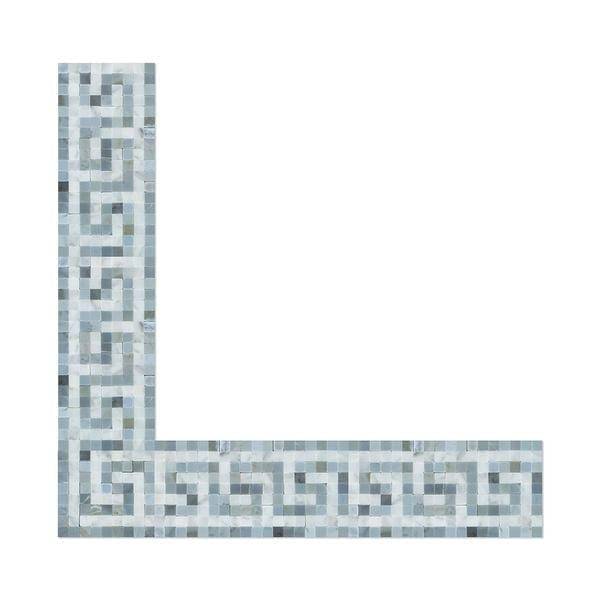 Bianco Carrara Polished Marble Greek Key Border (Carrara w/ Blue-Gray) - tilestate