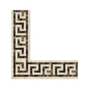 Crema Marfil Polished Marble Greek Key Corner (Crema Marfil + Emp. Dark) - tilestate