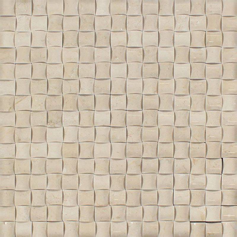 Crema Marfil Marble 3D Pillow Polished Mosaic Tile - tilestate