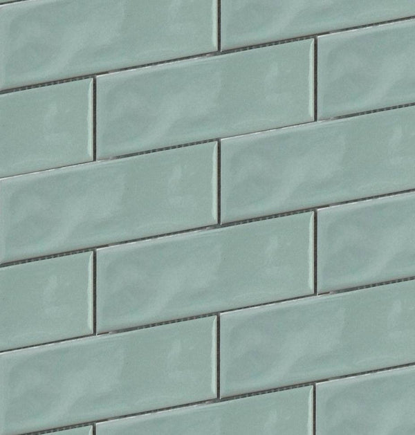 Green 2x6 Beveled Brick Porcelain Mosaic Tile - tilestate