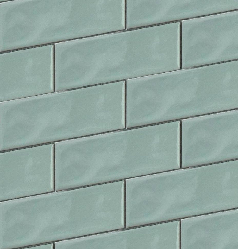 Green 2x6 Beveled Brick Porcelain Mosaic Tile - tilestate