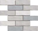 Silver Cloud  2x6 Undulated Brick Porcelain Mosaic Tile - tilestate