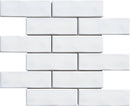 Snow White 2x6 Undulated Brick Porcelain Mosaic Tile - tilestate