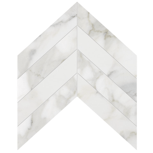 2x8 Calacatta Gold ( LARGE ) Chevron Marble Mosaic Tile  For Kitchen Backsplash or Bathroom Wall and Flooring - tilestate