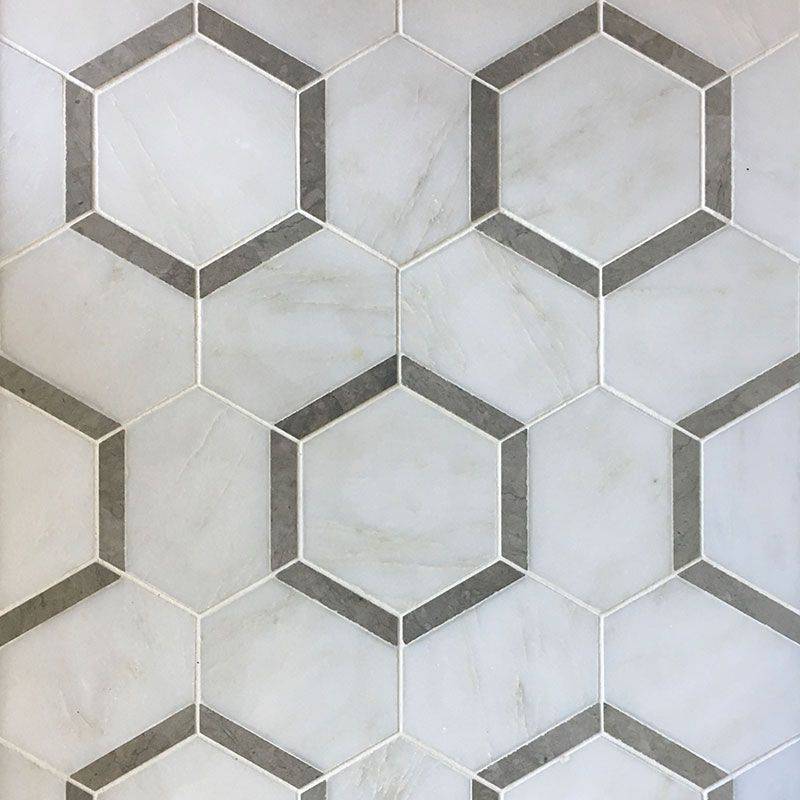 Asian Statuary Talia Gray Hexagon Marble Polished Mosaic Tile For Kitchen Backsplash and Bathroom Wall - tilestate