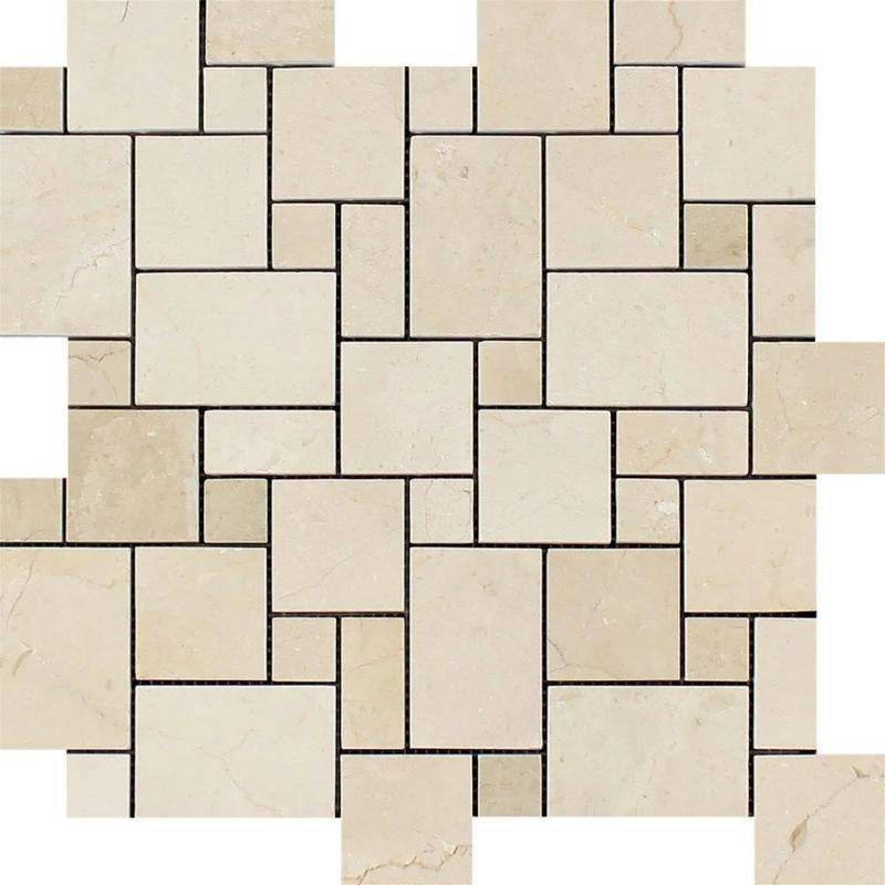 Crema Marfil Marble Micro Mini Pattern Polished Mosaic Tile - tilestate