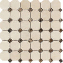 Crema Marfil Marble Octagon with Brown Dots Polished Mosaic Tile - tilestate