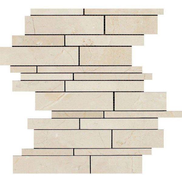 Crema Marfil Marble Random Insert Strip Polished Mosaic Tile - tilestate