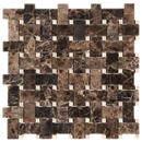 Emparador Dark with Crema Marfil dot Basketweave Polished Mosaic Tile - tilestate