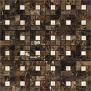 Emperador Dark Spanish Marble Pinwheel w/Crema Marfil dots Polished Mosaic Tile - tilestate