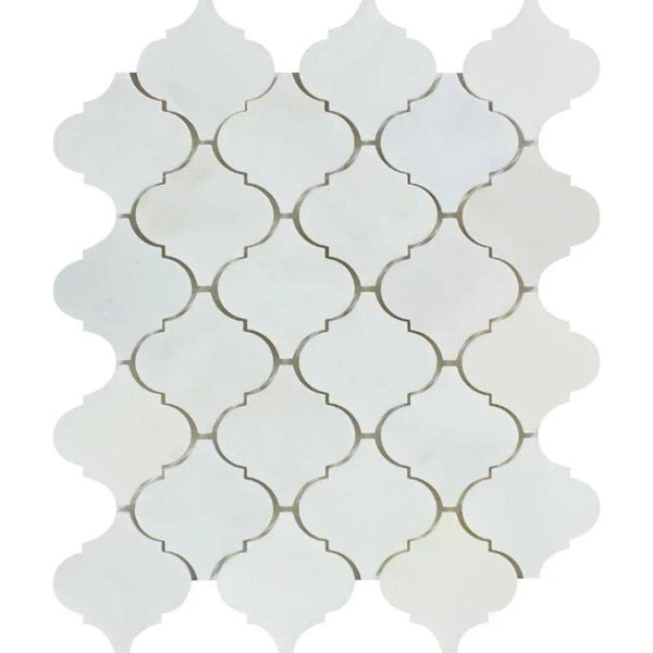 Asian Statuary (Oriental White) Marble Lantern Honed Mosaic Tile For Kitchen Backsplash and Bathroom Wall or Bathroom Floor - tilestate
