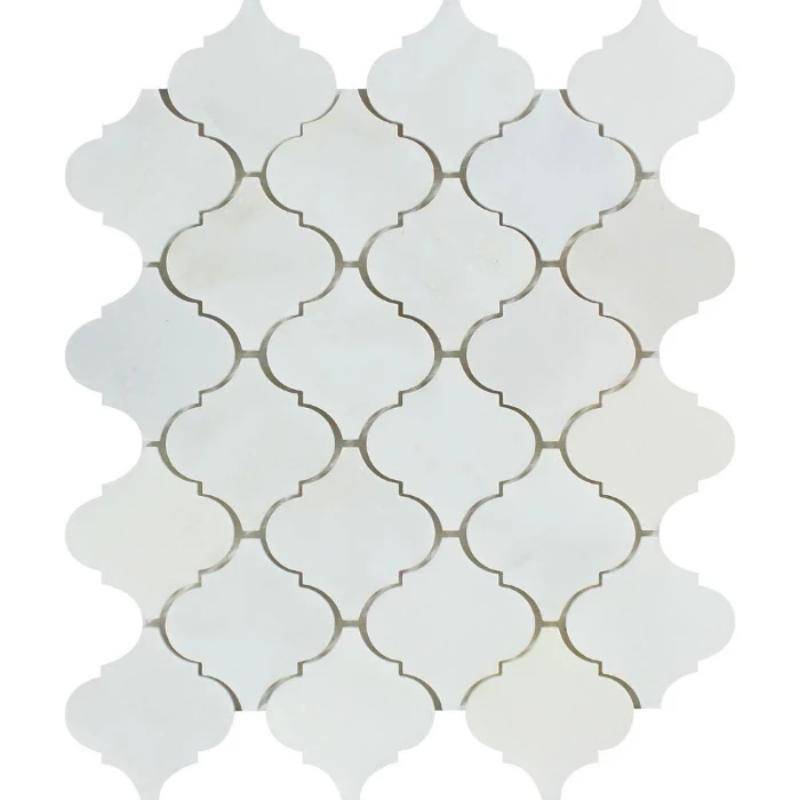 Asian Statuary (Oriental White) Marble Lantern Honed Mosaic Tile For Kitchen Backsplash and Bathroom Wall or Bathroom Floor - tilestate