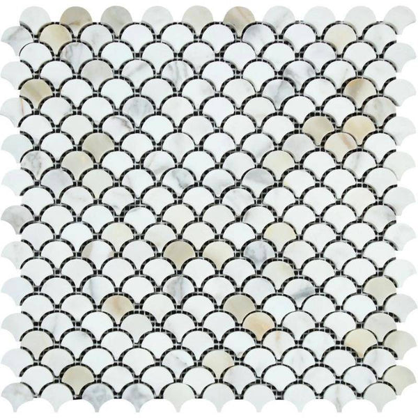 Calacatta Gold Marble Fan Shape (Raindrop) Honed Mosaic Tile - tilestate