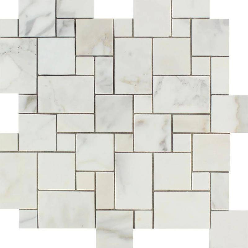 Calacatta Gold Marble Mini Versailles Pattern Polished Mosaic Tile - tilestate