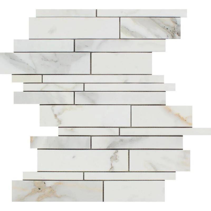 Calacatta Gold Marble Random Insert Strip Polished Mosaic Tile - tilestate