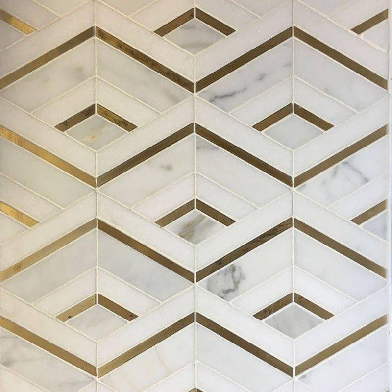 Calacatta Gold Thassos Marble Brass Polished Mosaic Tile - tilestate