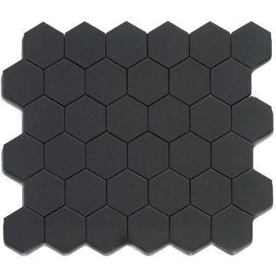 Cc Mosaics Black 12x12 Hexagon 2x2 Porcelain Mosaic Tile - tilestate