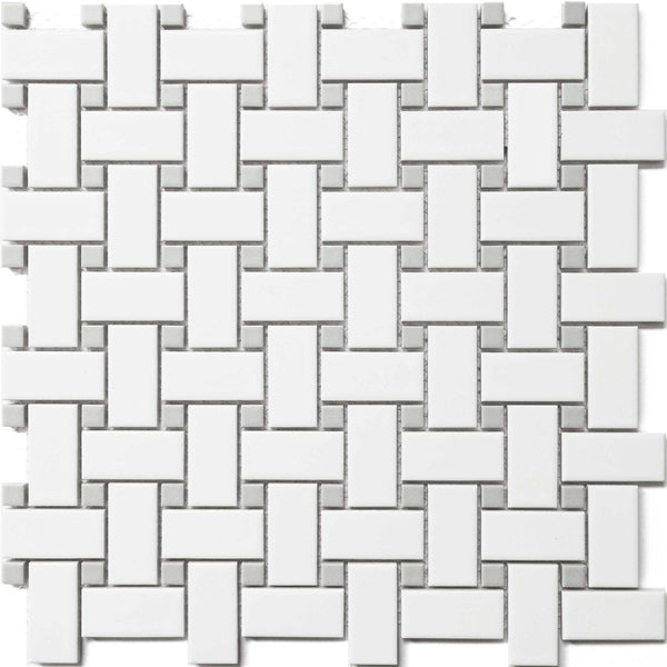 Cc Mosaics Gr 12x12 Basket Weave Dot Porcelain Mosaic Tile - tilestate