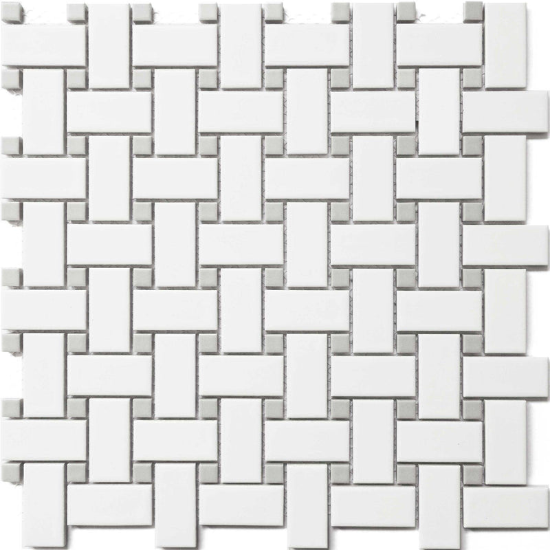 Cc Mosaics Gr 12x12 Basket Weave Dot Porcelain Mosaic Tile - tilestate