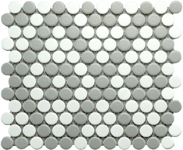 Cc Mosaics Gr&w Penny Round 9x10 Porcelain Mosaic Tile - tilestate