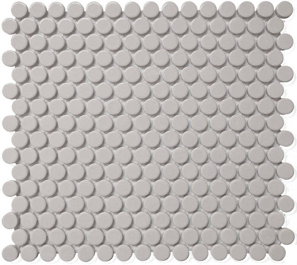 Cc Mosaics Gray Penny Round 12x12 Porcelain Mosaic Tile - tilestate
