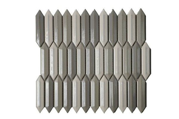 Cc Mosaics +mixed White, Tender Gray & Taupe 3d Picket Porcelain Mosaic Tile - tilestate