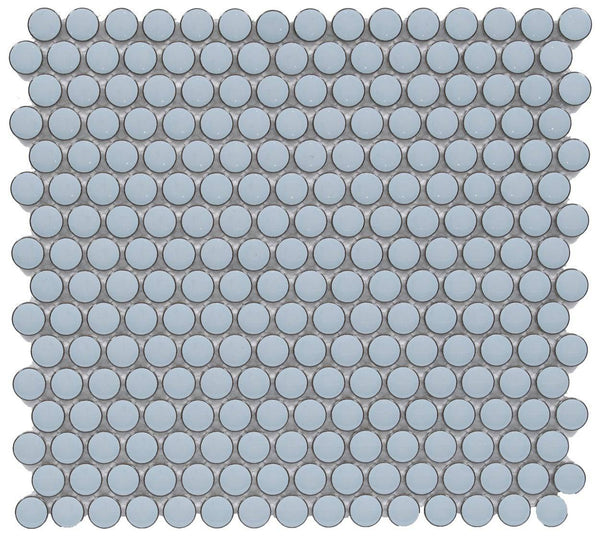 Cc Mosaics +sky Blue Penny Round 12x12 Porcelain Mosaic Tile - tilestate