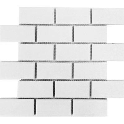 Cc Mosaics Snow White 2x4 Brick Porcelain Mosaic Tile - tilestate