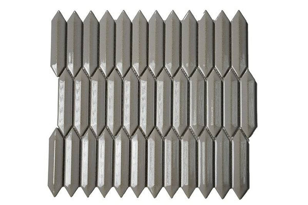 Cc Mosaics +Taupe 3d Picket 1x4 Porcelain Mosaic Tile - tilestate