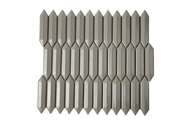 Cc Mosaics +tender Gray 3d Picket 1x4 Porcelain Mosaic Tile - tilestate