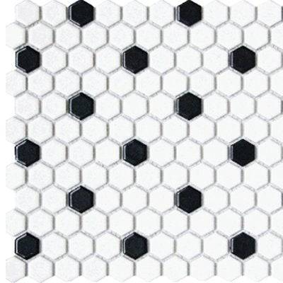 Cc Mosaics W/Black 12x12 Hexagon 1x1 Porcelain Mosaic Tile - tilestate